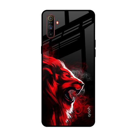 Red Angry Lion Realme C3 Glass Back Cover Online
