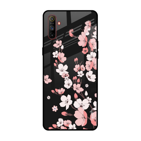 Black Cherry Blossom Realme C3 Glass Back Cover Online