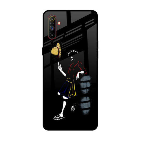 Luffy Line Art Realme C3 Glass Back Cover Online