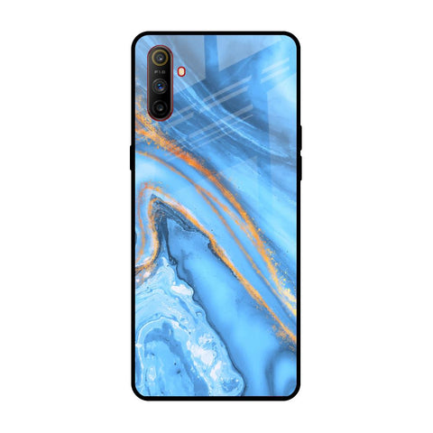 Vibrant Blue Marble Realme C3 Glass Back Cover Online