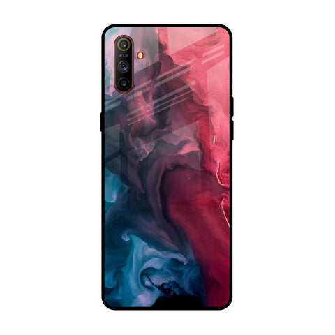 Blue & Red Smoke Realme C3 Glass Back Cover Online