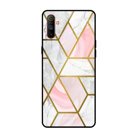Geometrical Marble Realme C3 Glass Back Cover Online