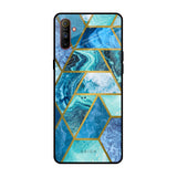 Turquoise Geometrical Marble Realme C3 Glass Back Cover Online