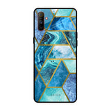 Turquoise Geometrical Marble Realme C3 Glass Back Cover Online