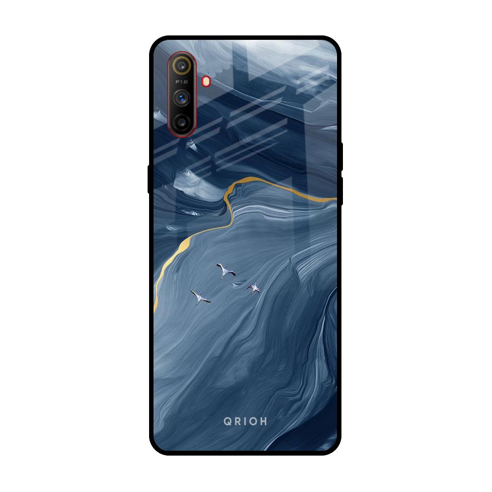 Deep Ocean Marble Realme C3 Glass Back Cover Online