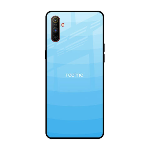 Wavy Blue Pattern Realme C3 Glass Back Cover Online