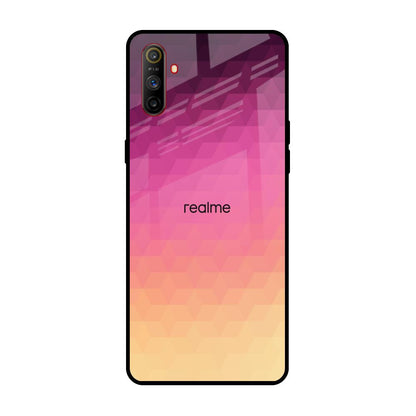 Geometric Pink Diamond Realme C3 Glass Back Cover Online