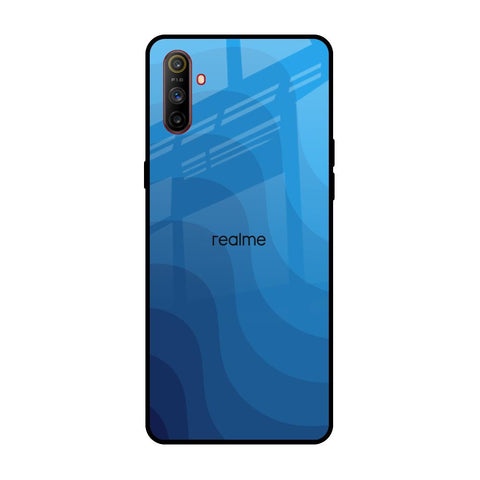 Blue Wave Abstract Realme C3 Glass Back Cover Online