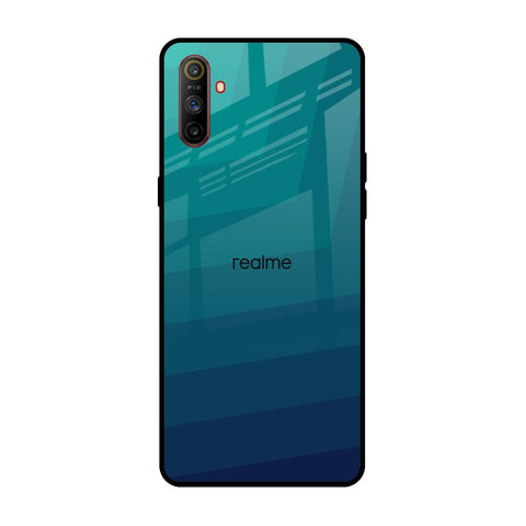 Green Triangle Pattern Realme C3 Glass Back Cover Online