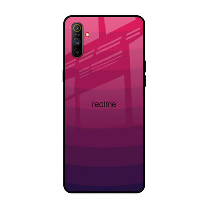 Wavy Pink Pattern Realme C3 Glass Back Cover Online