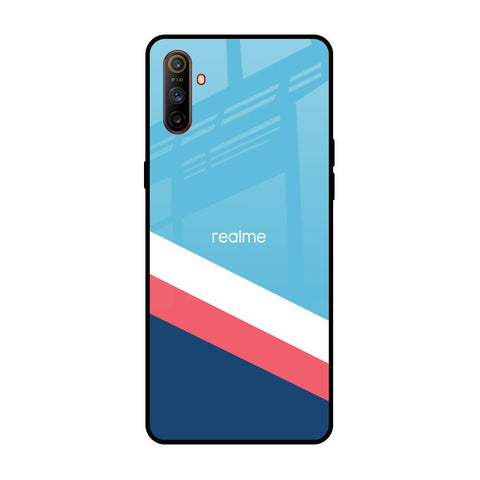 Pink & White Stripes Realme C3 Glass Back Cover Online