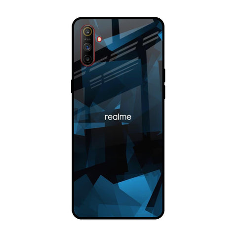 Polygonal Blue Box Realme C3 Glass Back Cover Online
