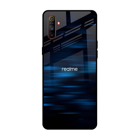 Blue Rough Abstract Realme C3 Glass Back Cover Online