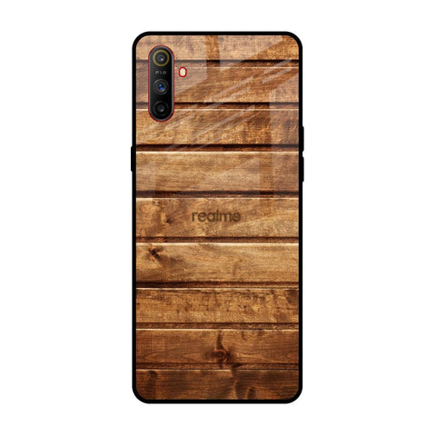 Wooden Planks Realme C3 Glass Back Cover Online