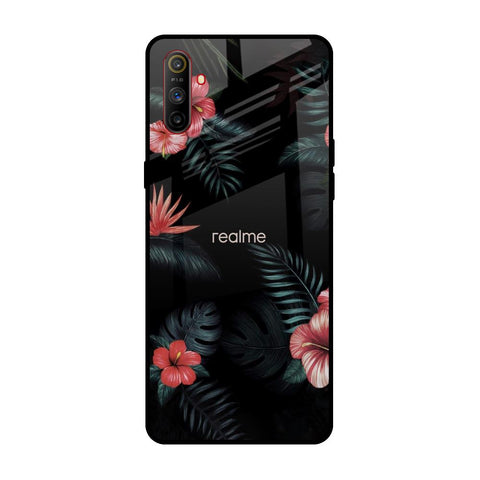 Tropical Art Flower Realme C3 Glass Back Cover Online