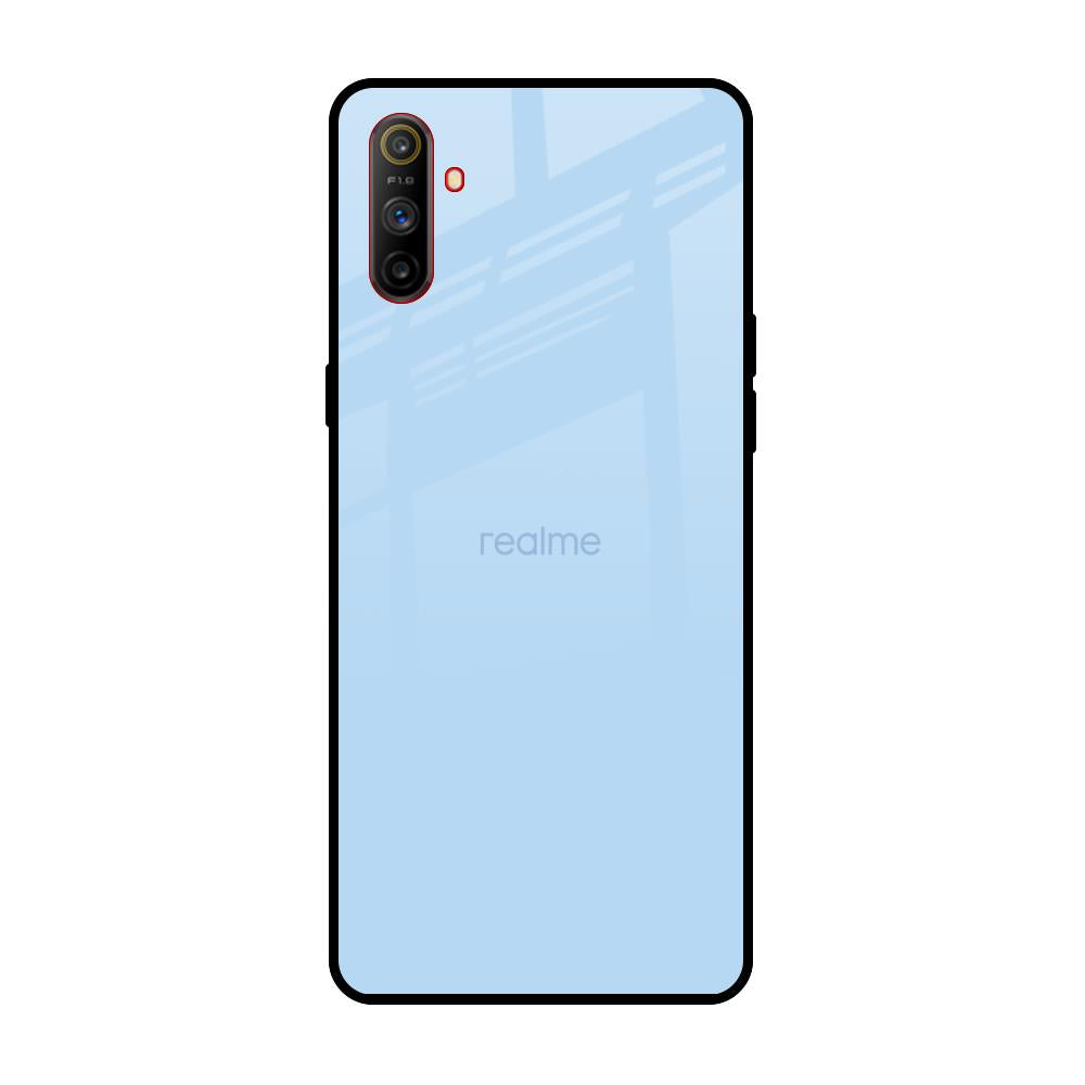 Pastel Sky Blue Realme C3 Glass Back Cover Online
