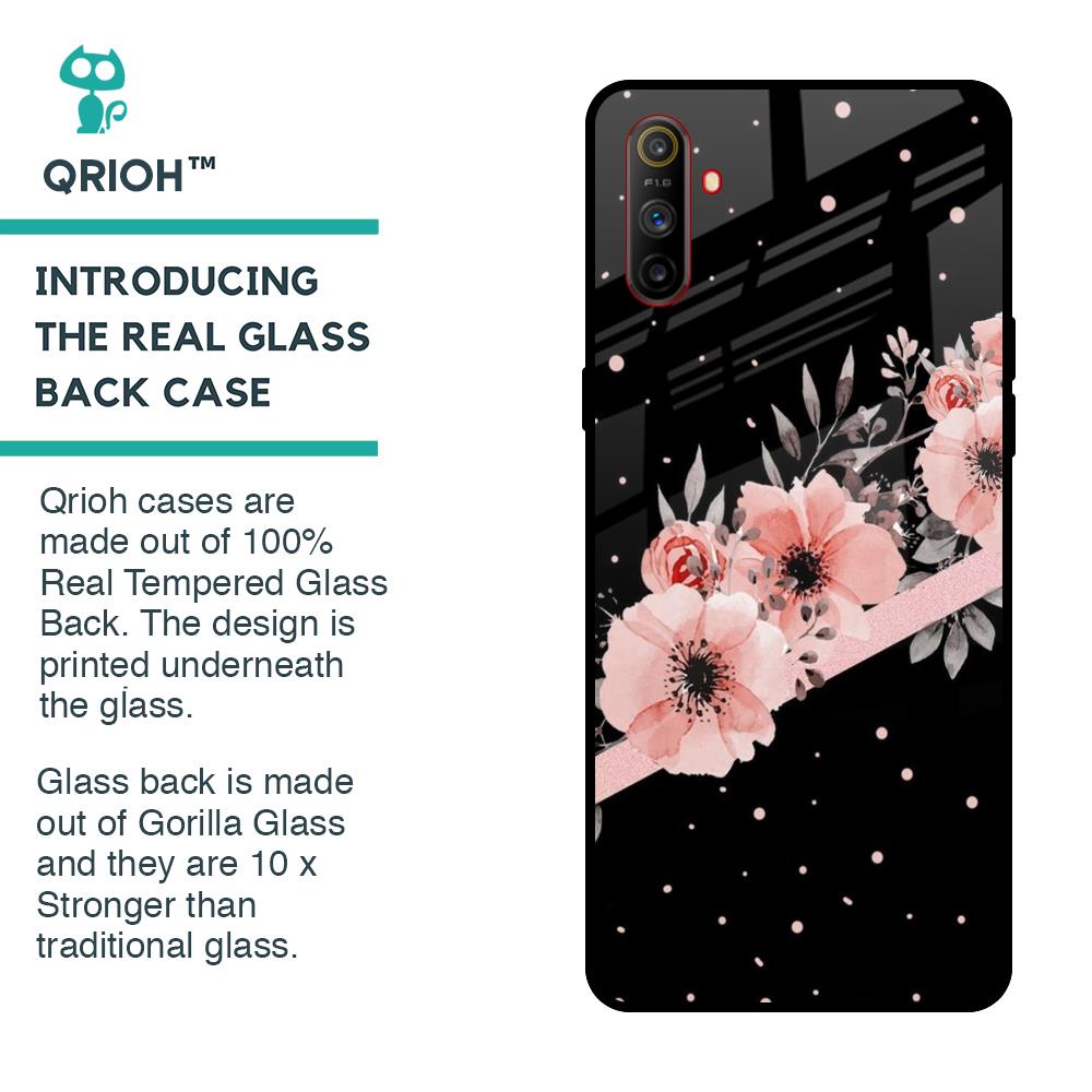 Floral Black Band Glass Case For Realme C3