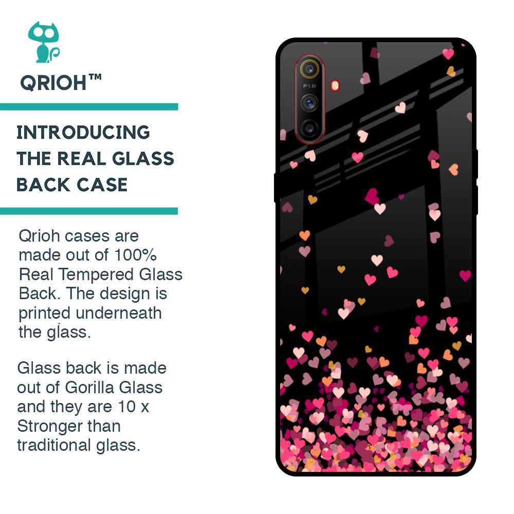 Heart Rain Fall Glass Case For Realme C3