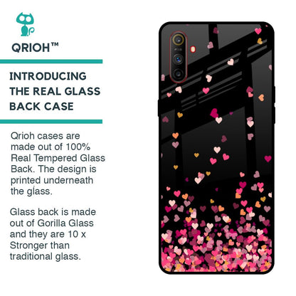Heart Rain Fall Glass Case For Realme C3