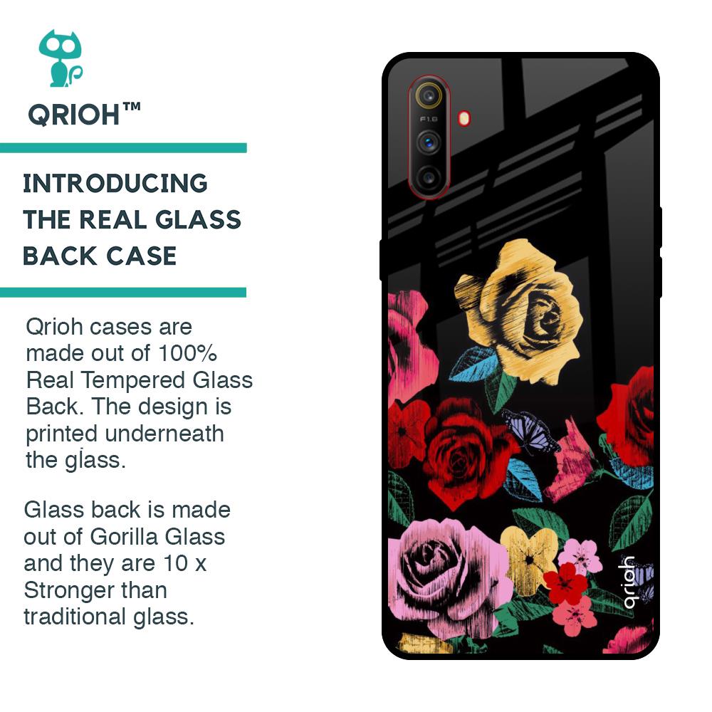 Floral Decorative Glass Case For Realme C3