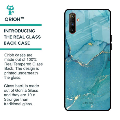 Blue Golden Glitter Glass Case for Realme C3