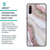 Pink & Gold Gllitter Marble Glass Case for Realme C3