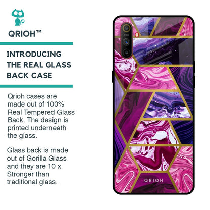 Electroplated Geometric Marble Glass Case for Realme C3