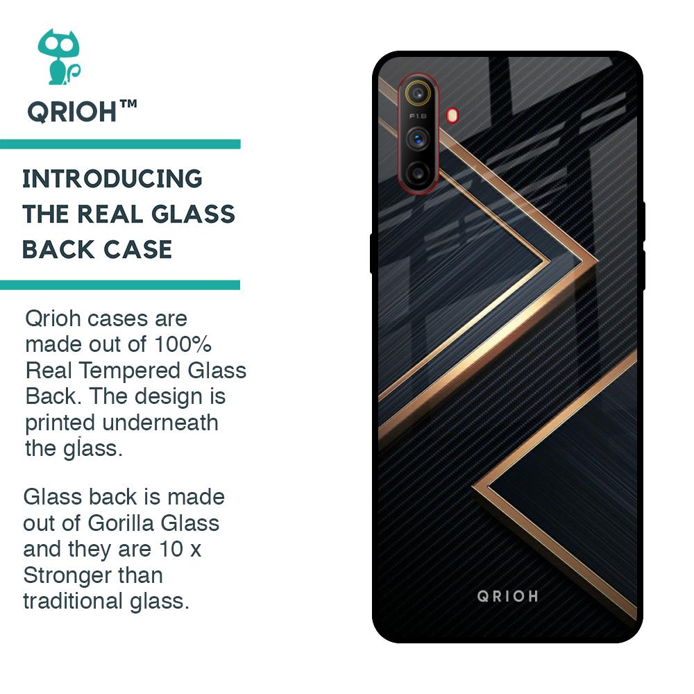 Sleek Golden & Navy Glass Case for Realme C3
