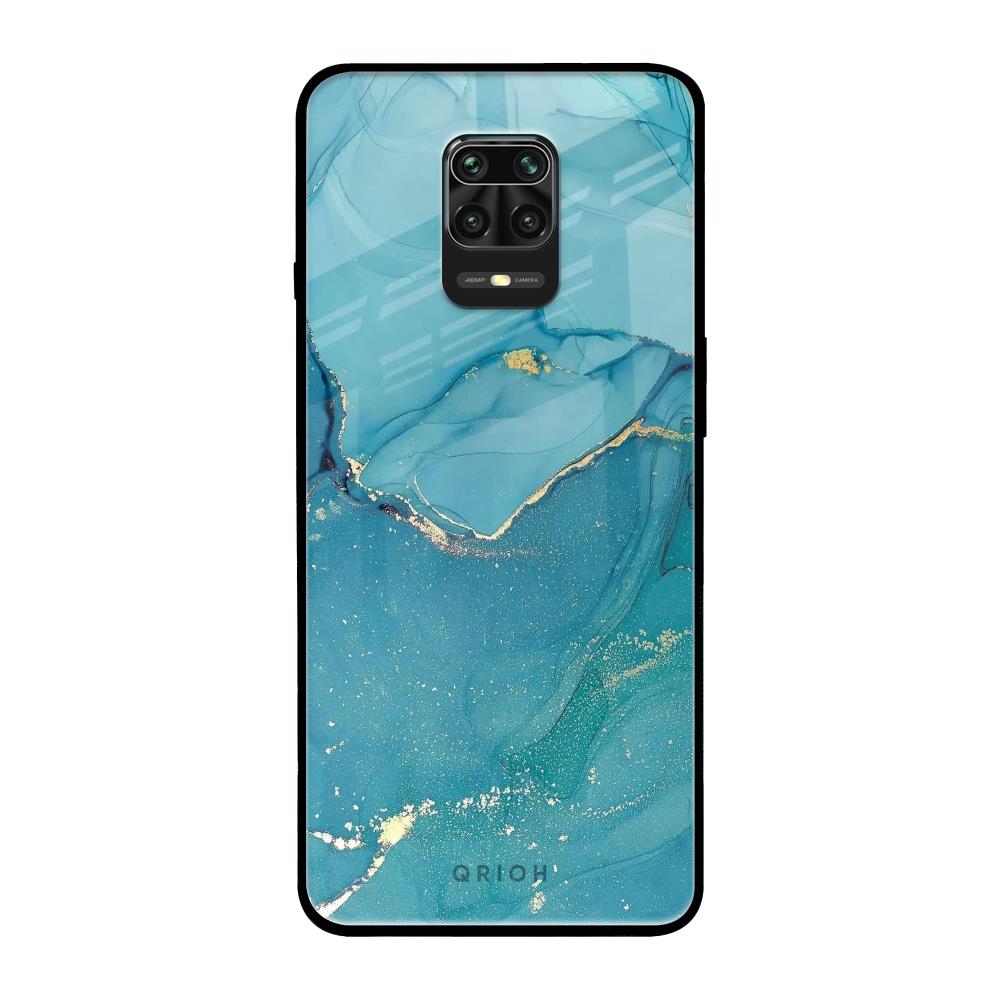 Blue Golden Glitter Poco M2 Pro Glass Back Cover Online