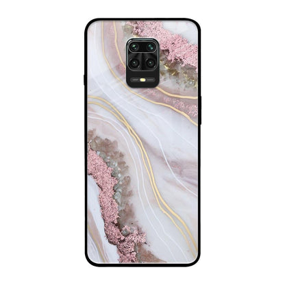 Pink & Gold Gllitter Marble Poco M2 Pro Glass Back Cover Online