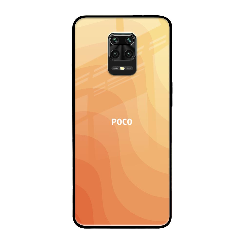 Orange Curve Pattern Poco M2 Pro Glass Back Cover Online