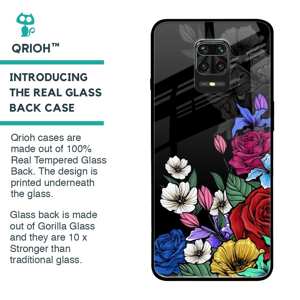 Rose Flower Bunch Art Glass Case for Poco M2 Pro