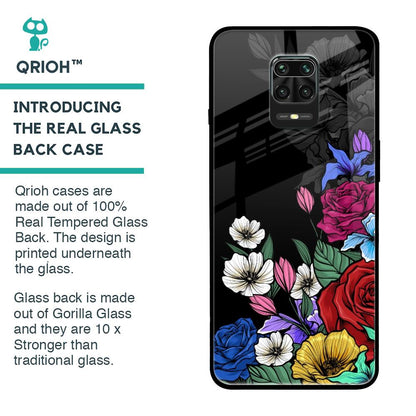 Rose Flower Bunch Art Glass Case for Poco M2 Pro