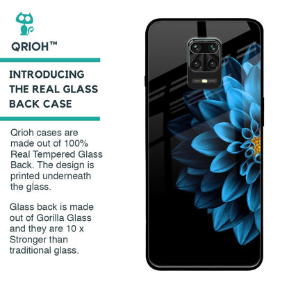 Half Blue Flower Glass Case for Poco M2 Pro