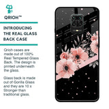 Floral Black Band Glass Case For Poco M2 Pro