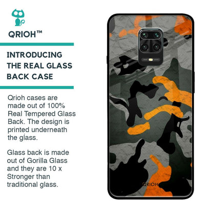 Camouflage Orange Glass Case For Poco M2 Pro