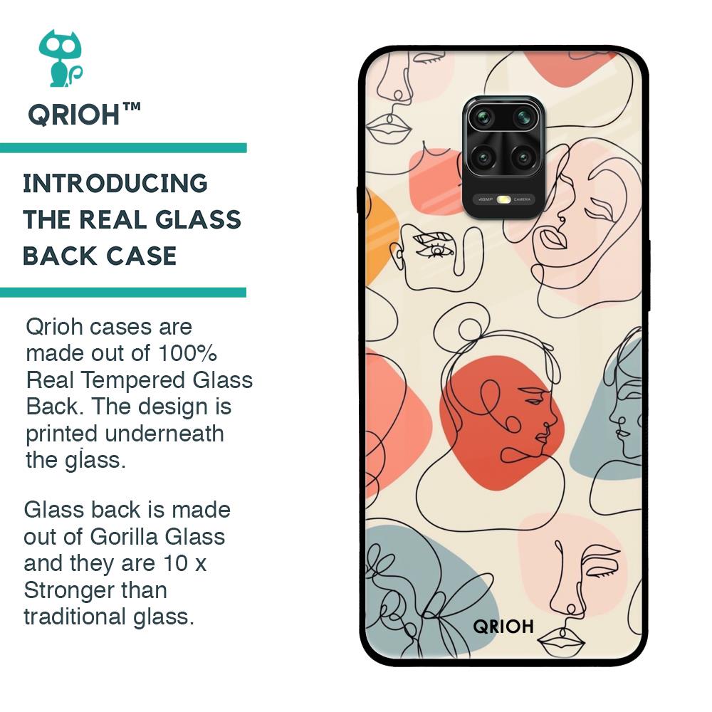 Abstract Faces Glass Case for Poco M2 Pro