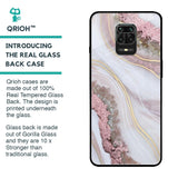 Pink & Gold Gllitter Marble Glass Case for Poco M2 Pro