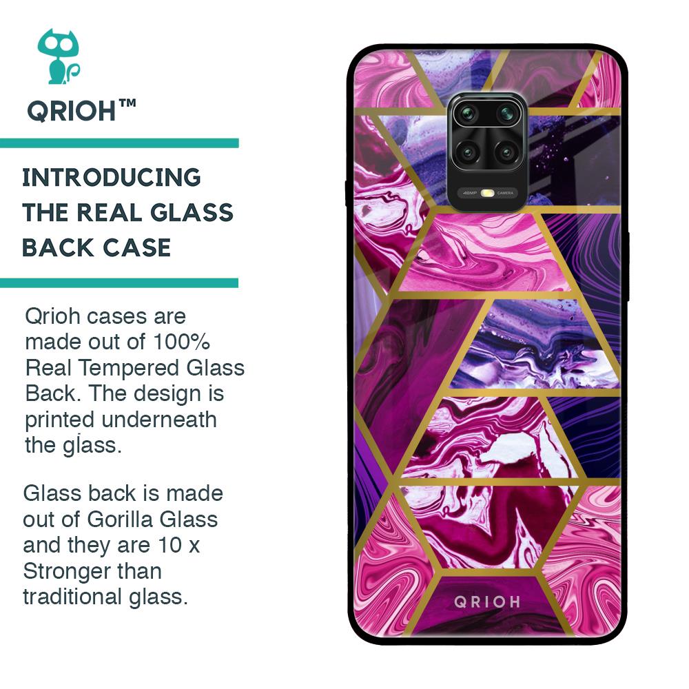 Electroplated Geometric Marble Glass Case for Poco M2 Pro