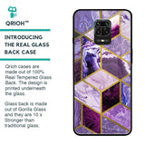 Purple Rhombus Marble Glass Case for Poco M2 Pro