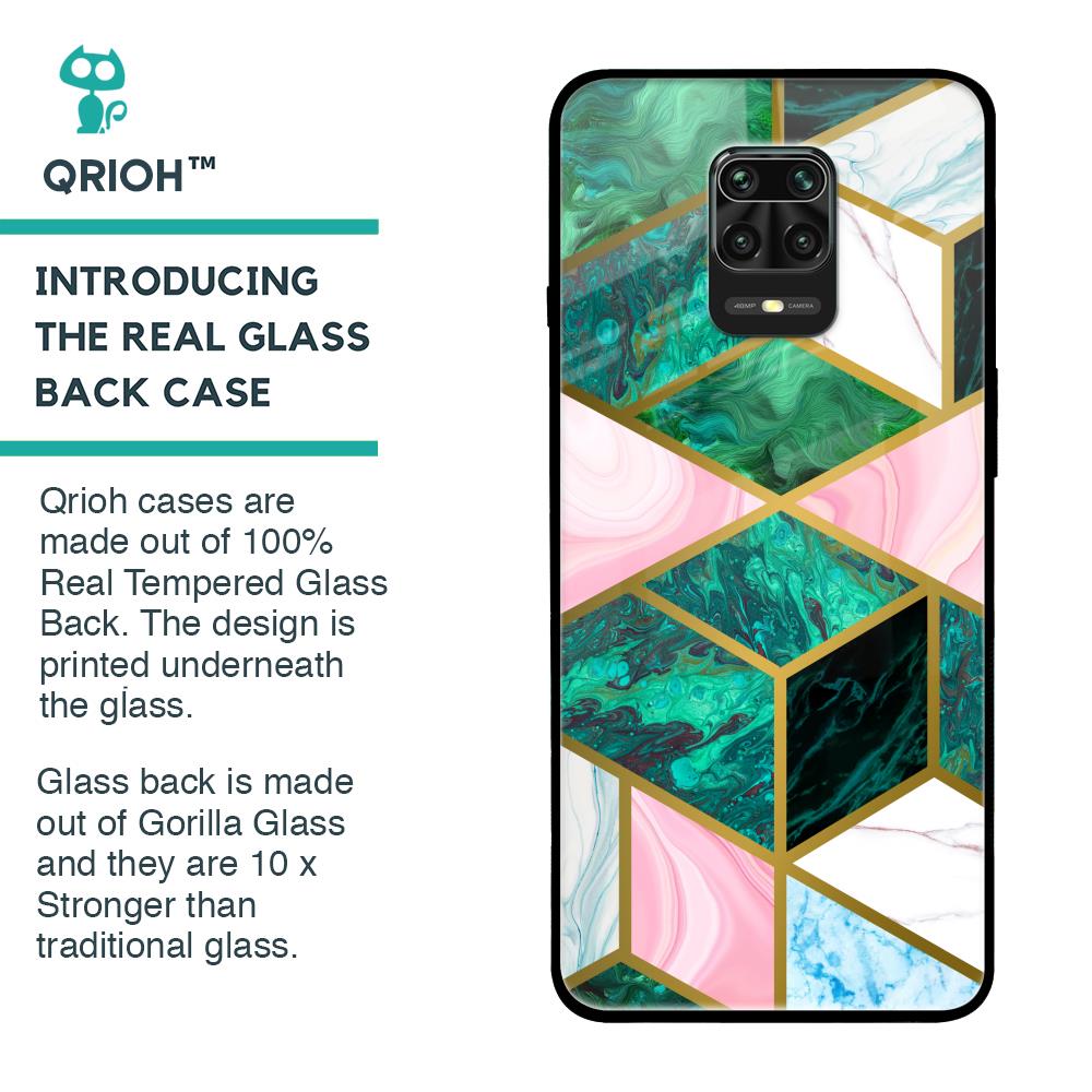 Seamless Green Marble Glass Case for Poco M2 Pro