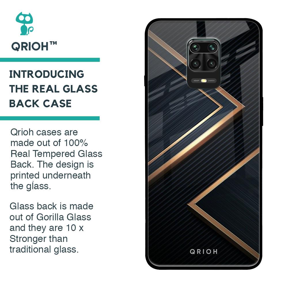 Sleek Golden & Navy Glass Case for Poco M2 Pro