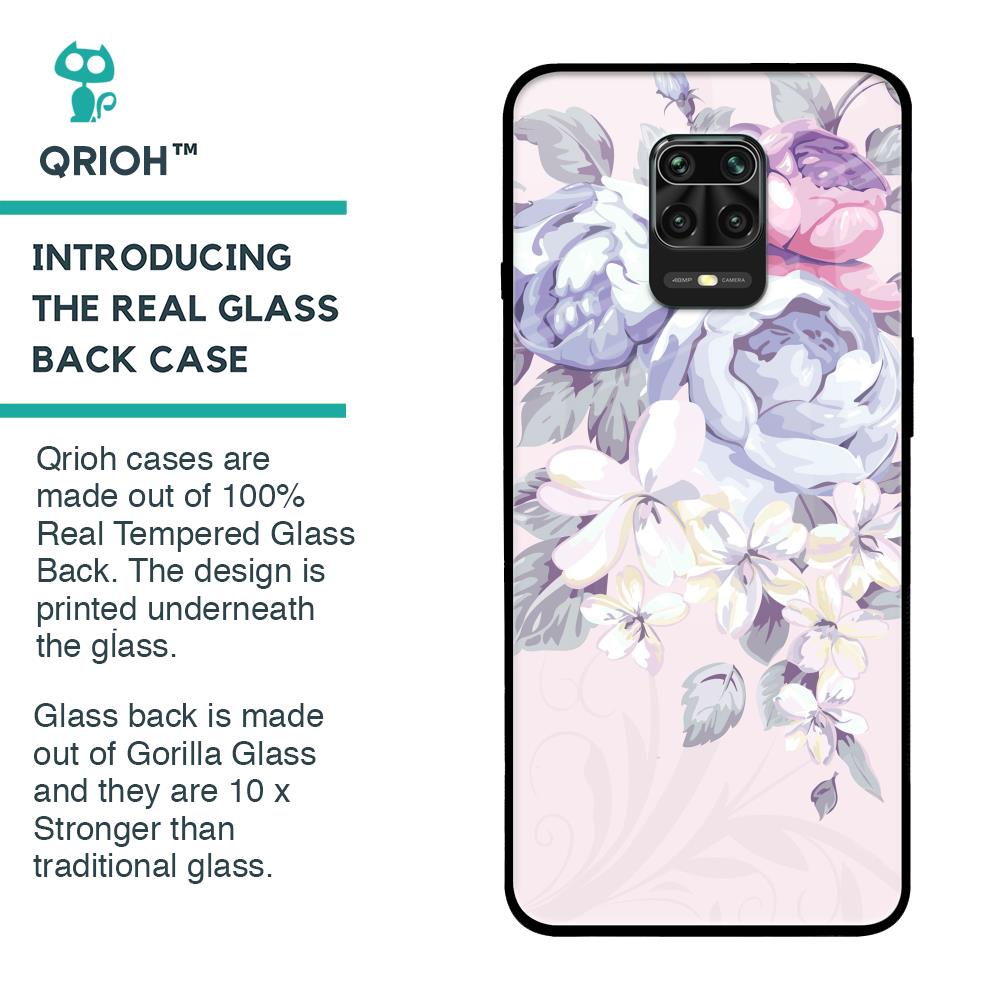 Elegant Floral Glass case for Poco M2 Pro