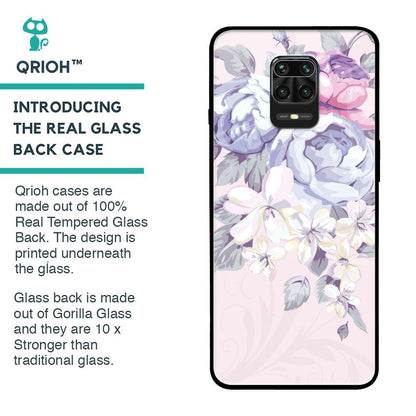 Elegant Floral Glass case for Poco M2 Pro