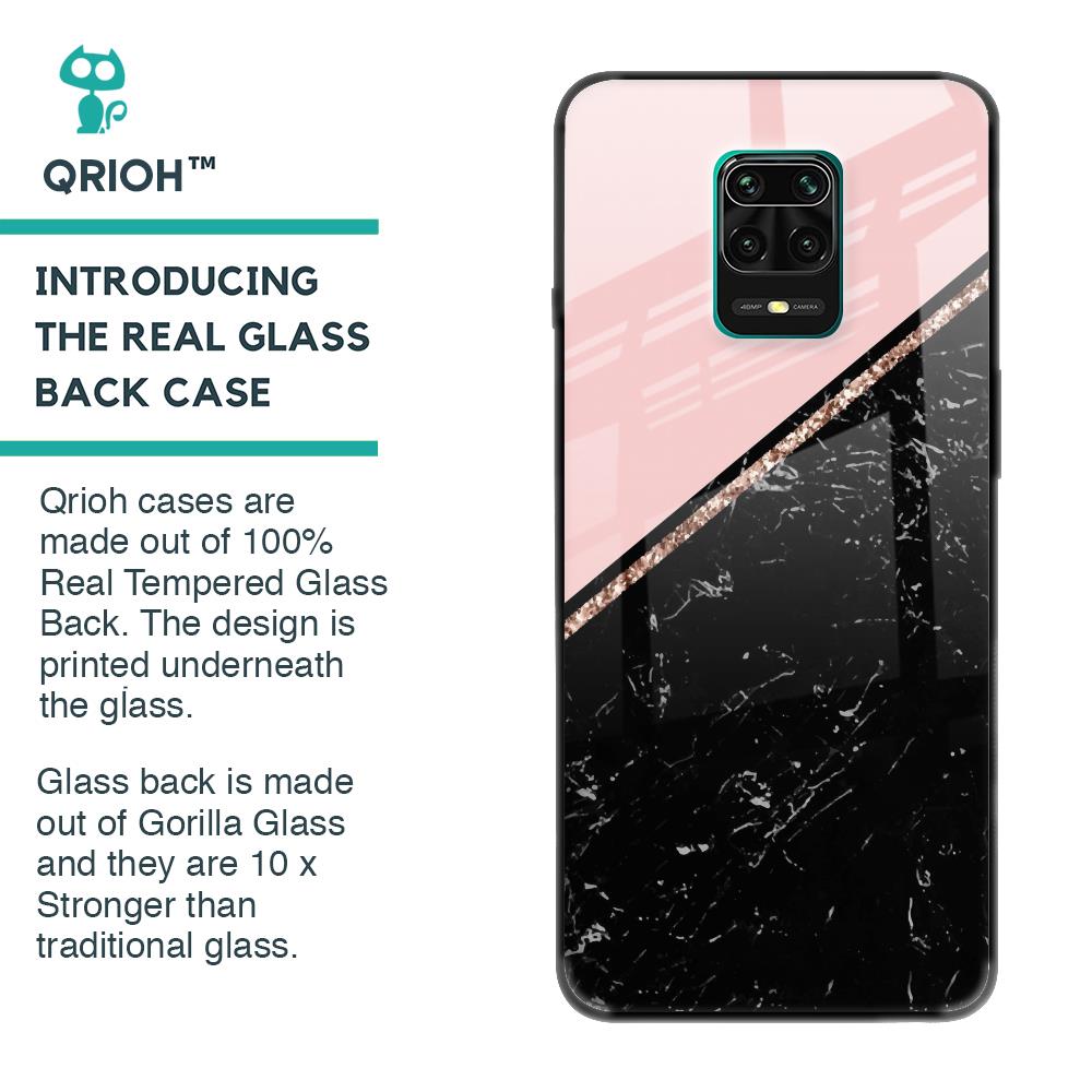 Marble Texture Pink Glass Case For Poco M2 Pro