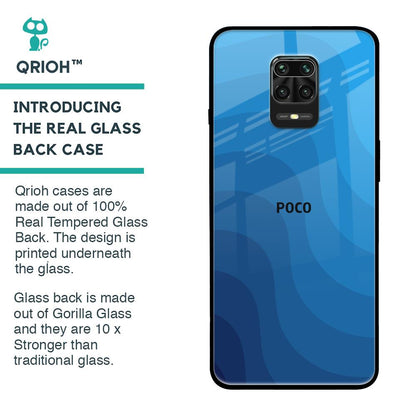 Blue Wave Abstract Glass Case for Poco M2 Pro