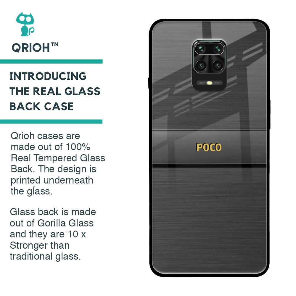 Grey Metallic Glass Case For Poco M2 Pro
