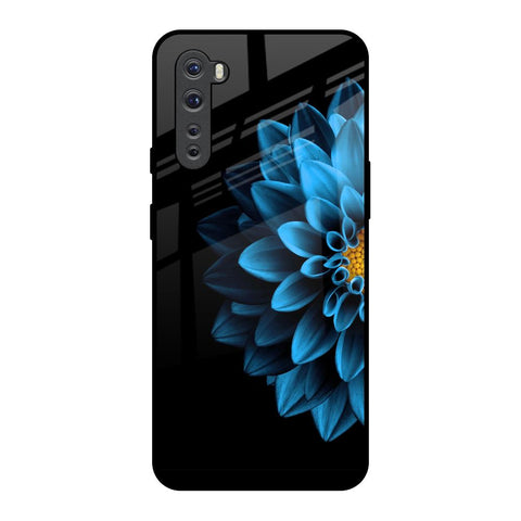 Half Blue Flower OnePlus Nord Glass Back Cover Online