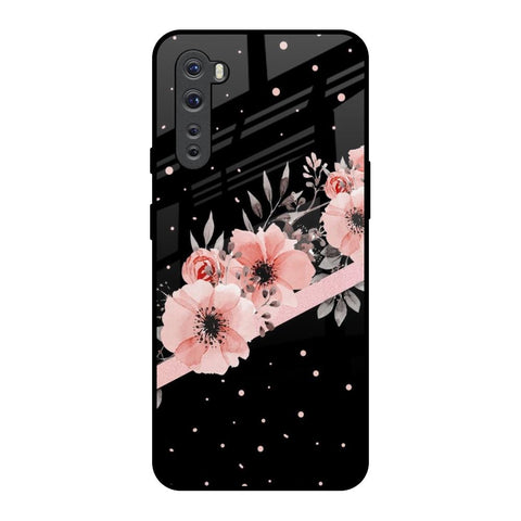 Floral Black Band OnePlus Nord Glass Back Cover Online