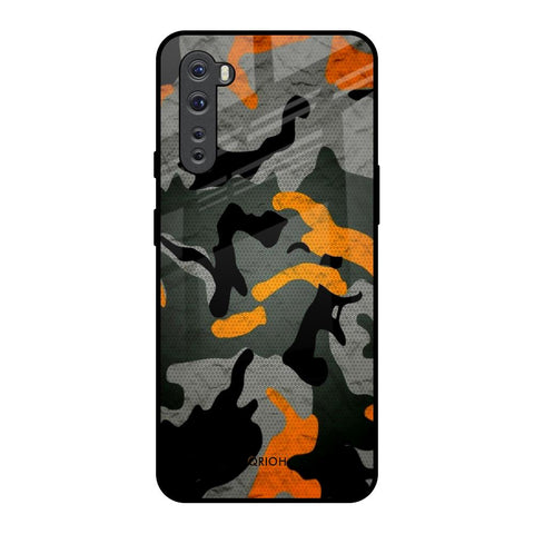Camouflage Orange OnePlus Nord Glass Back Cover Online